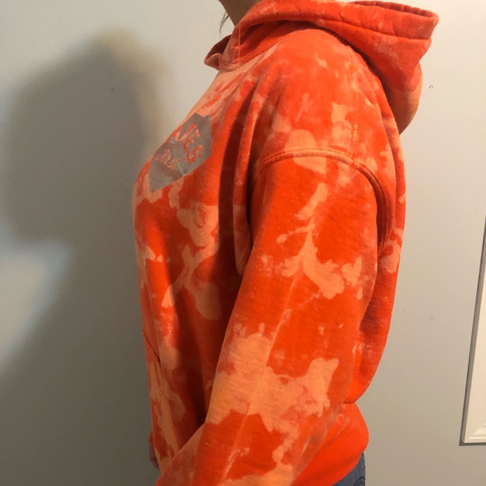 Orange Bleach Dyed “Ladies First” Hoodie